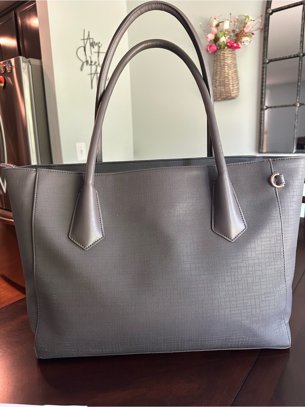 Dagne Dover Structured Legend Tote in Graphite with Rose Gold Accent - Picture 4 of 6
